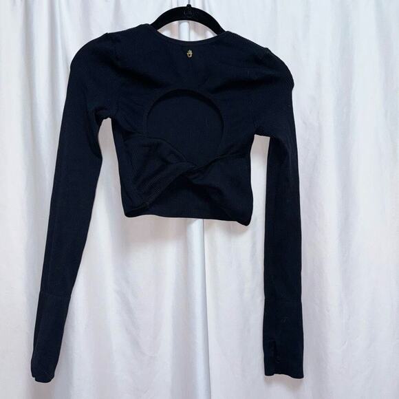 Spiritual Gangster long sleeve ribbed open back black crop tank top | Sz XS/S - Picture 3 of 4